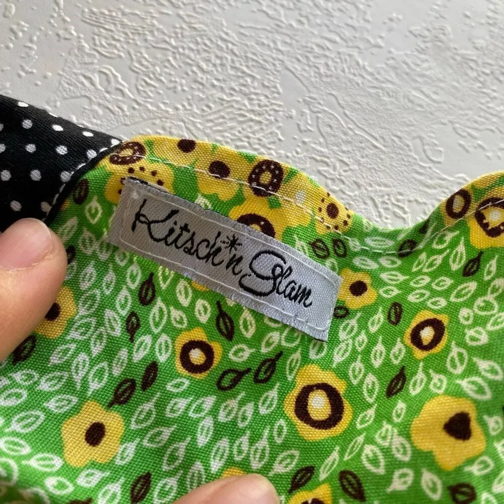 Kirsch Gluck Anthropologie Green Floral Halter Apron Dress Girls Vintage Style